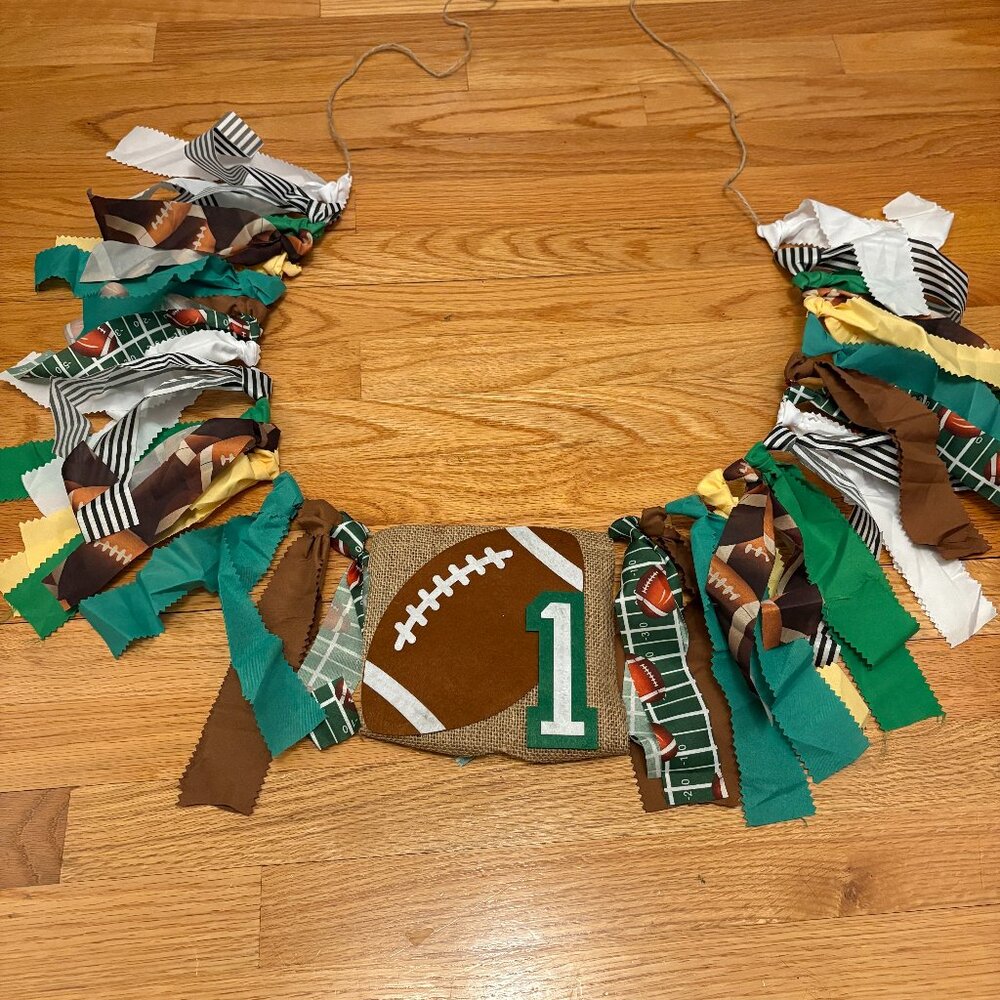 Baby Football Theme First Birthday Highchair Banner Decorations (SKU: 117MI)